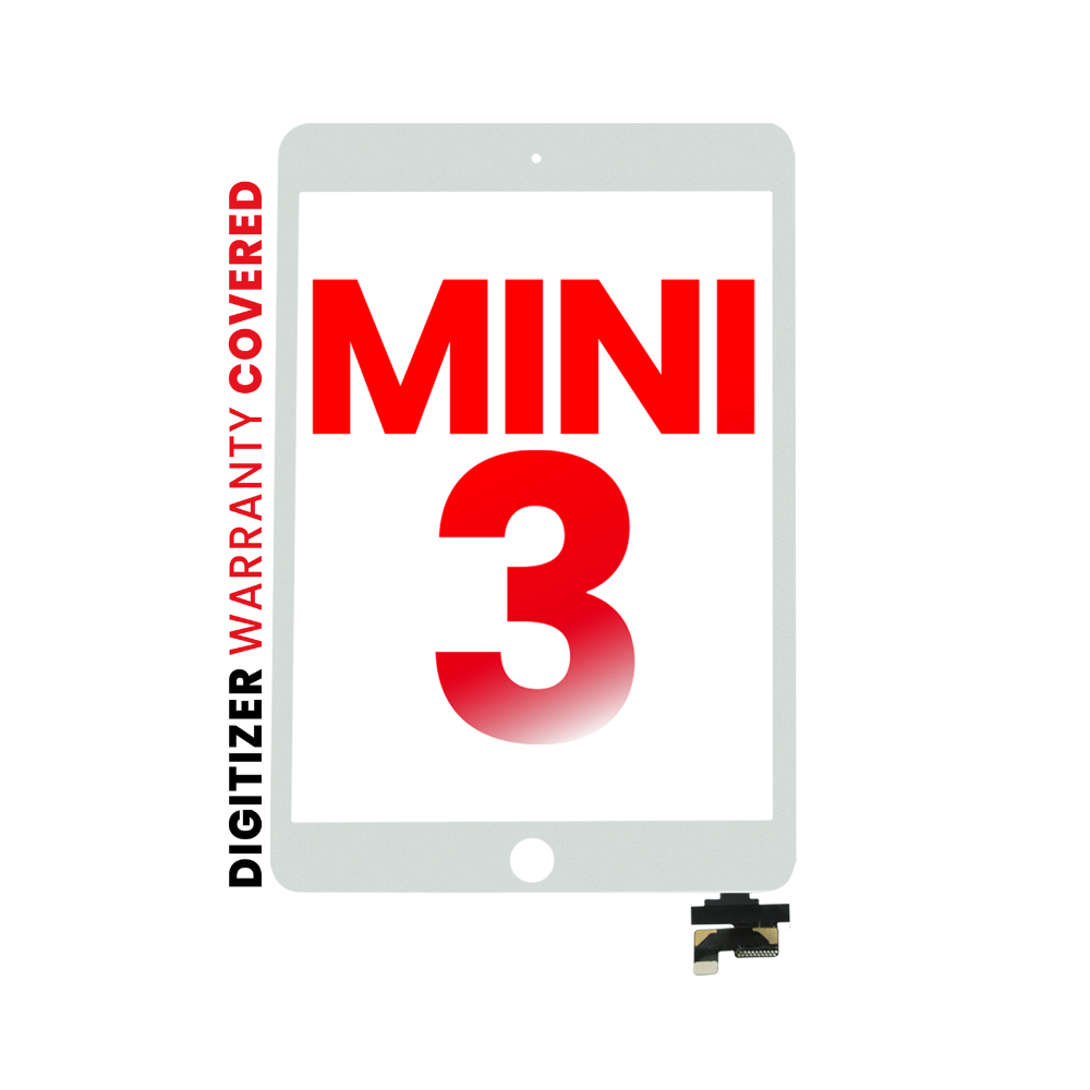 Digitalizador con chip IC compatible con iPad Mini 3 (sin botón de inicio instalado) (Aftermarket Pro: XO7) (blanco)