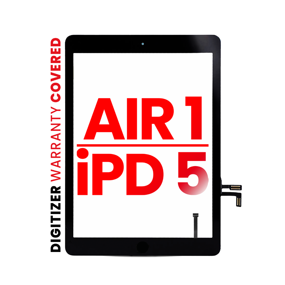 Digitalizador compatible con iPad Air 1 / iPad 5 (2017) (botón de inicio preinstalado compatible con iPad Air 1) (Aftermarket Pro: XO7) (negro)