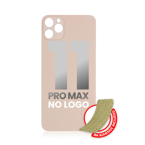 Vidrio trasero con adhesivo 3M compatible con iPhone 11 Pro Max (sin logotipo / orificio para cámara grande) (dorado)