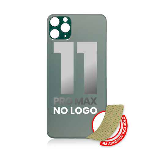 Vidrio trasero con adhesivo 3M compatible con iPhone 11 Pro Max (sin logotipo / orificio para cámara grande) (verde medianoche)