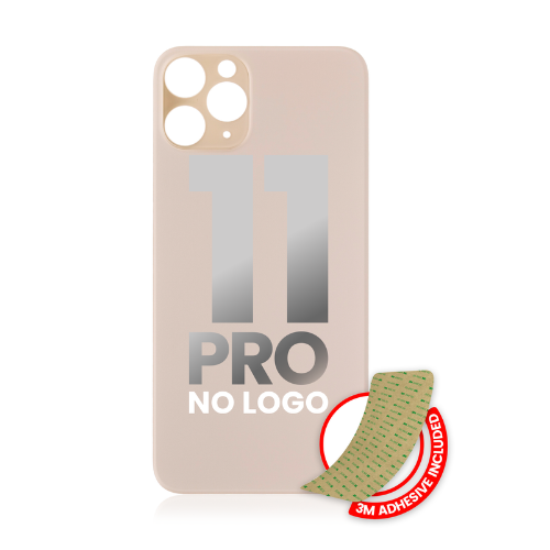 Vidrio trasero con adhesivo 3M compatible con iPhone 11 Pro (sin logotipo / orificio para cámara grande) (dorado)