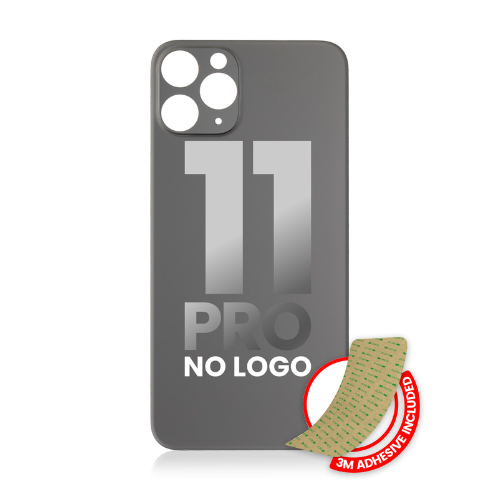 Vidrio trasero con adhesivo 3M compatible con iPhone 11 Pro (sin logotipo / orificio para cámara grande) (gris espacial)