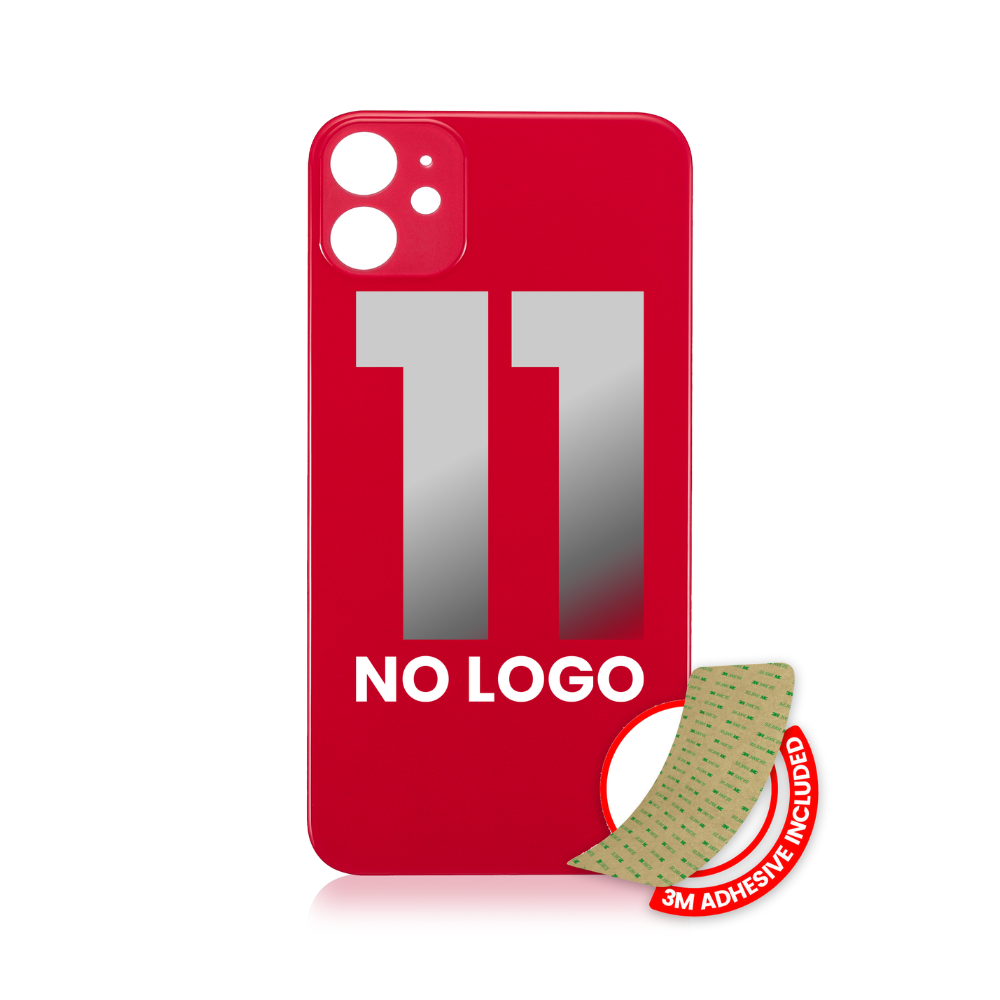 Vidrio trasero con adhesivo 3M compatible con iPhone 11 (sin logotipo / orificio para cámara grande) (rojo)