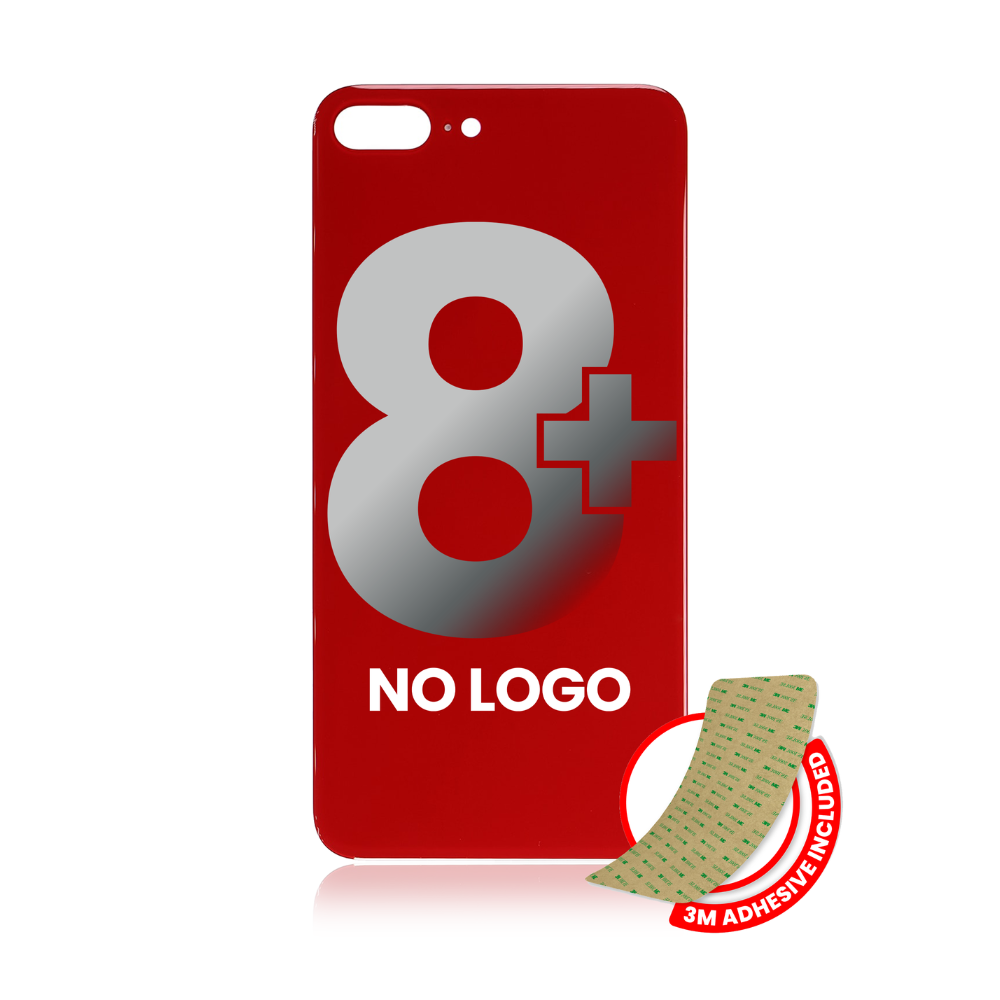 Vidrio trasero con adhesivo 3M compatible con iPhone 8 Plus (sin logotipo / orificio para cámara grande) (rojo)
