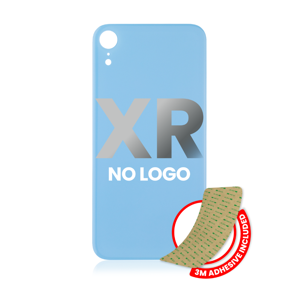Vidrio trasero con adhesivo 3M compatible con iPhone XR (sin logotipo / orificio para cámara grande) (azul)