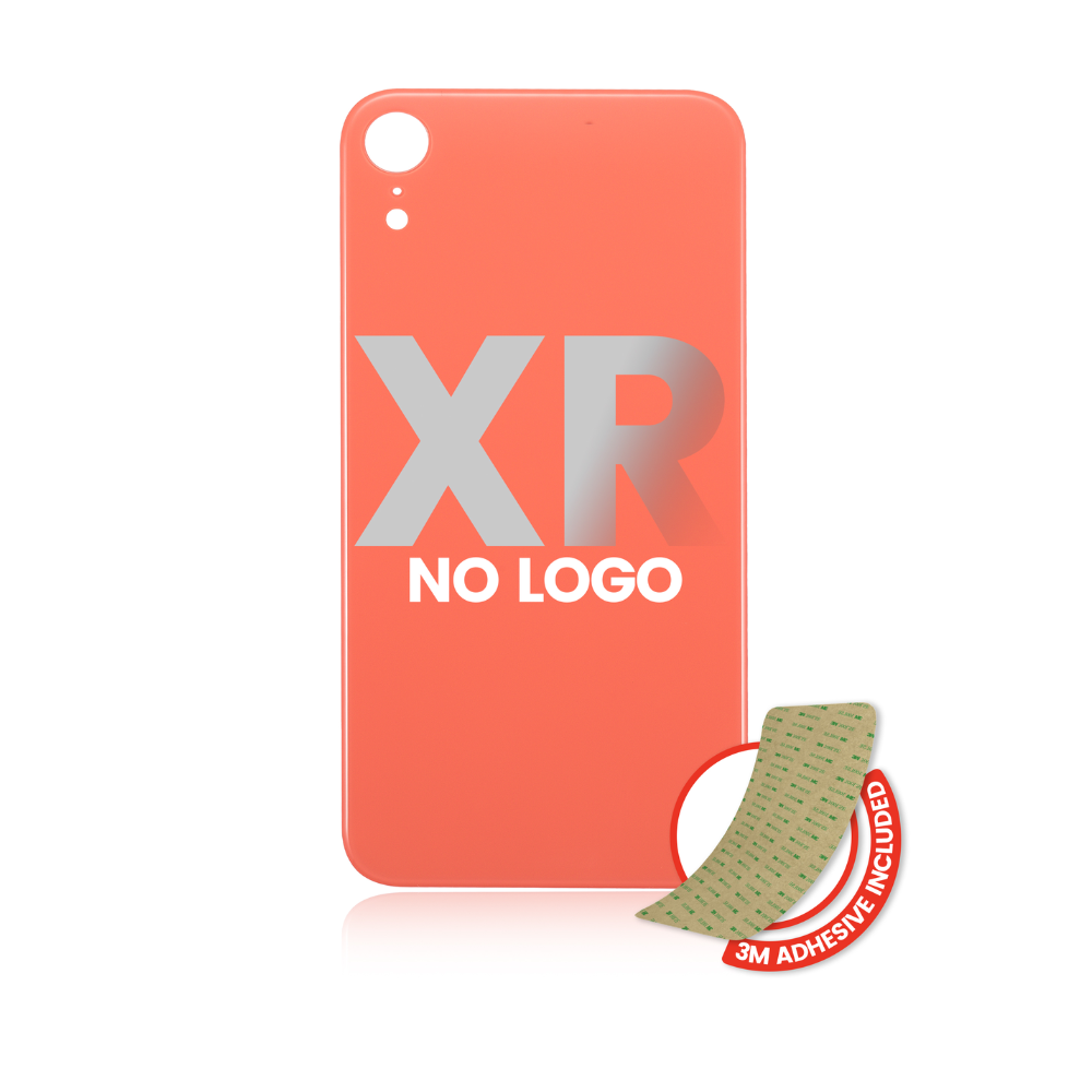 Vidrio trasero con adhesivo 3M compatible con iPhone XR (sin logotipo/agujero grande para cámara) (coral)
