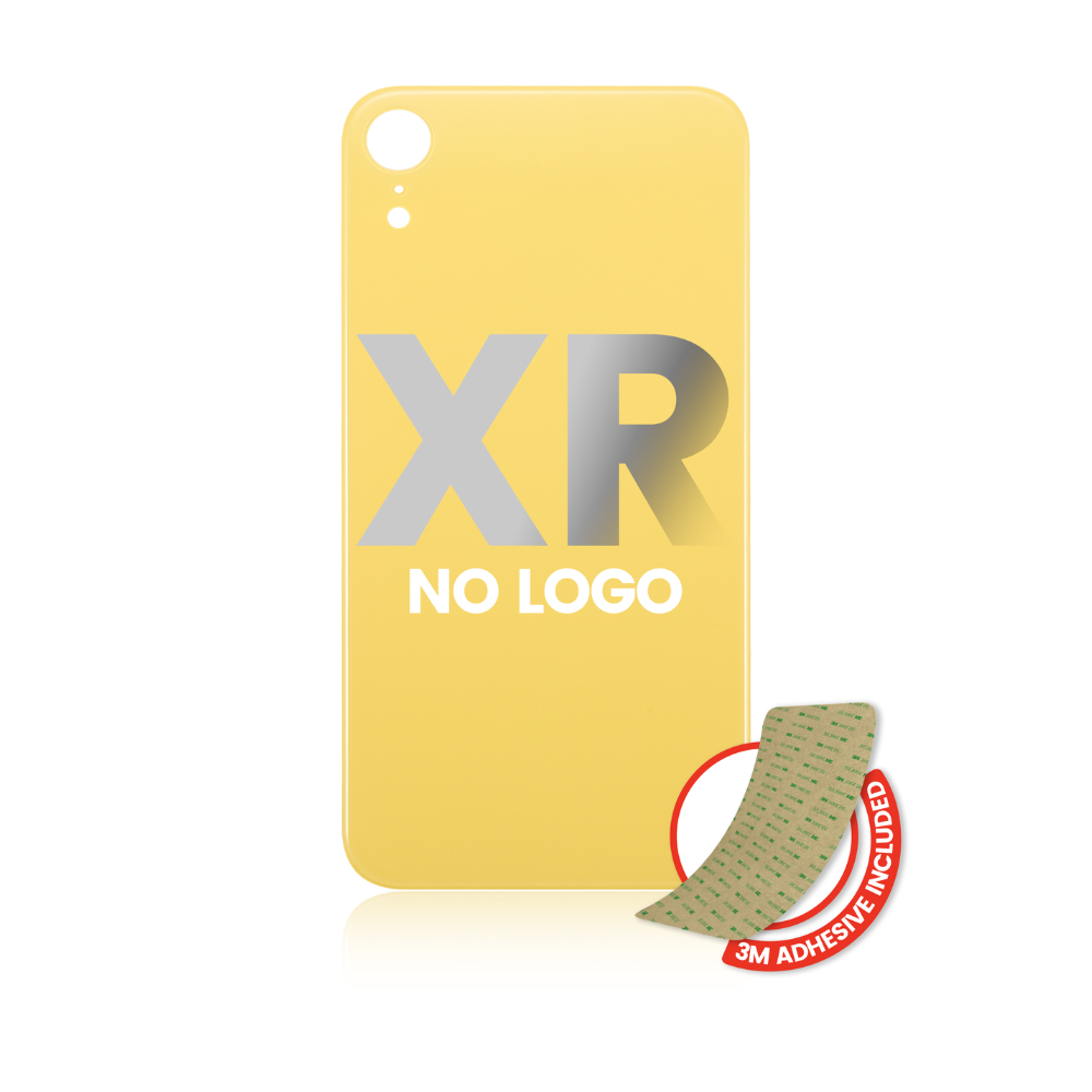 Vidrio trasero con adhesivo 3M compatible con iPhone XR (sin logotipo / orificio para cámara grande) (amarillo)