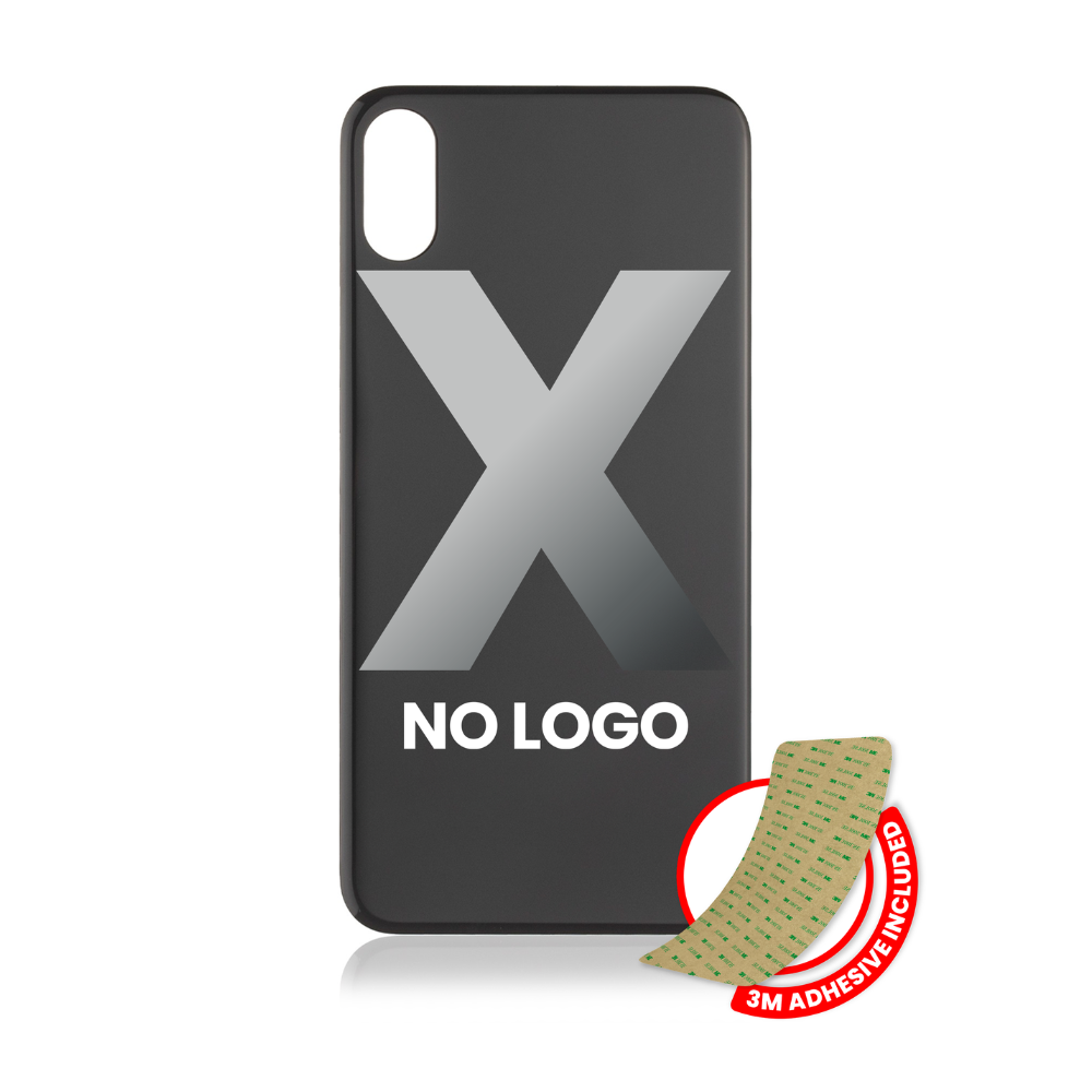 Vidrio trasero con adhesivo 3M compatible con iPhone X (sin logotipo / orificio para cámara grande) (gris espacial)