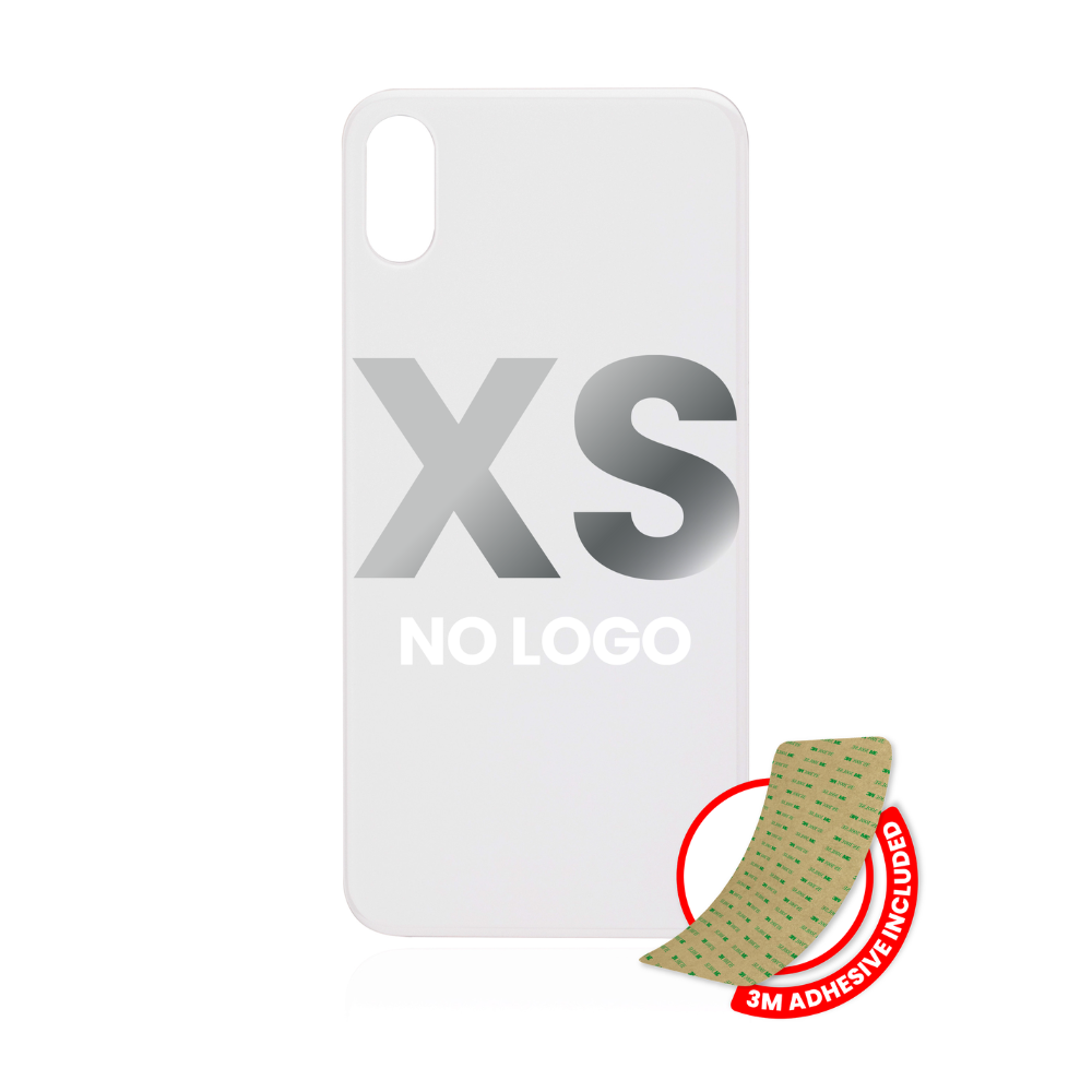 Vidrio trasero con adhesivo 3M compatible con iPhone XS (sin logotipo / orificio para cámara grande) (plateado)