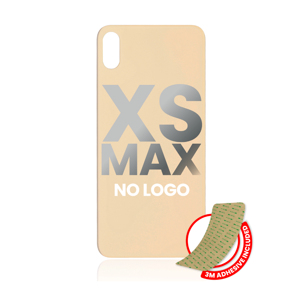 Vidrio trasero con adhesivo 3M compatible con iPhone XS Max (sin logotipo / orificio para cámara grande) (dorado)