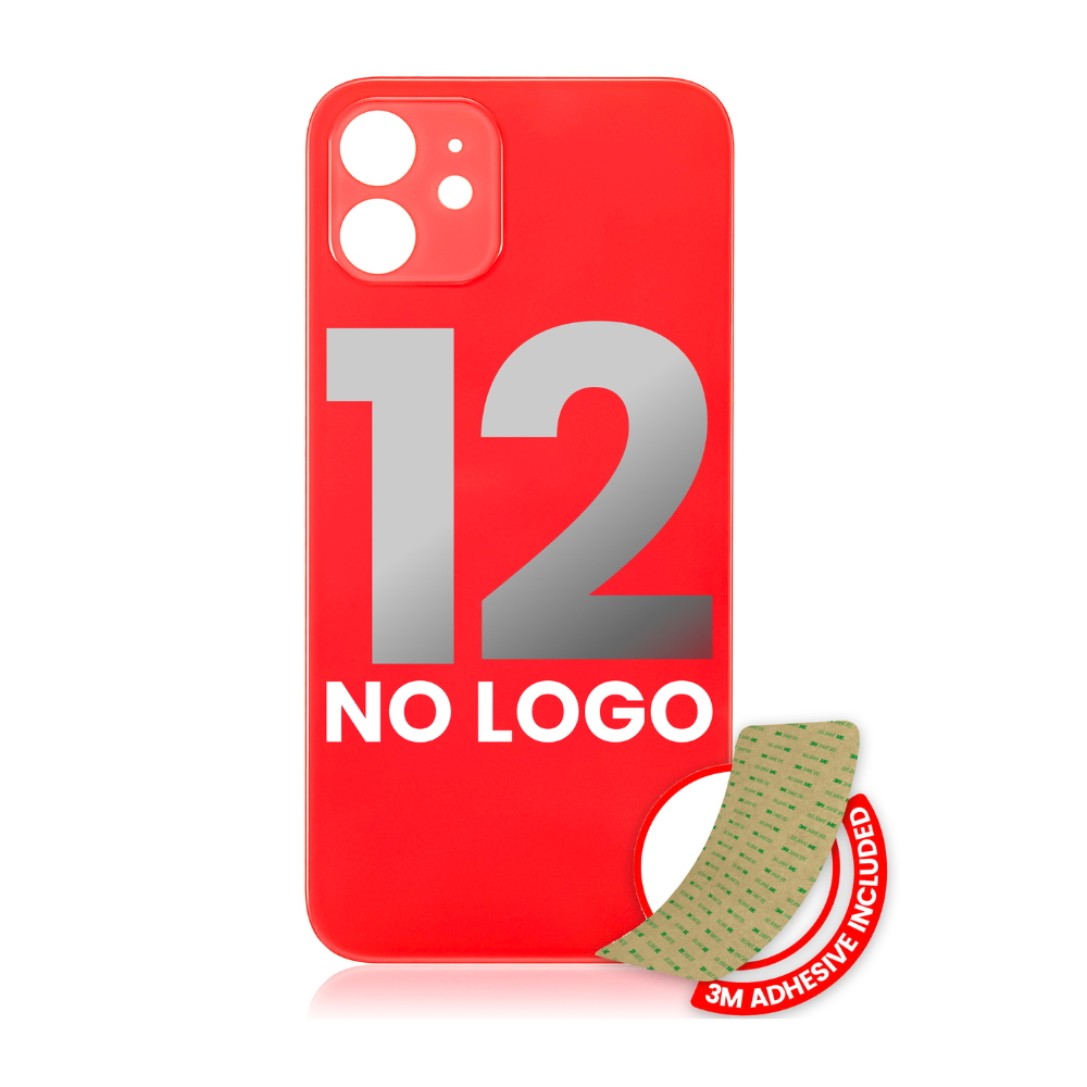 Vidrio trasero con adhesivo 3M compatible con iPhone 12 (sin logotipo / orificio para cámara grande) (rojo)