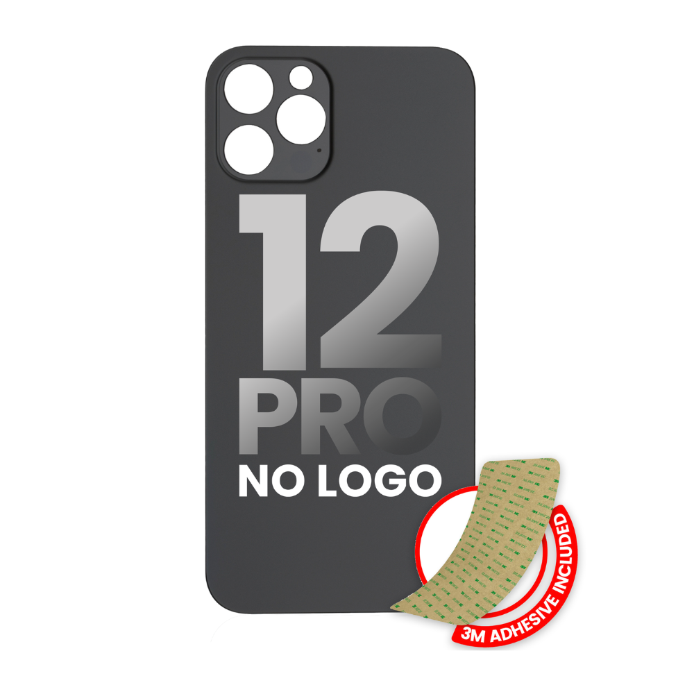 Vidrio trasero con adhesivo 3M compatible con iPhone 12 Pro (sin logotipo / orificio para cámara grande) (grafito)