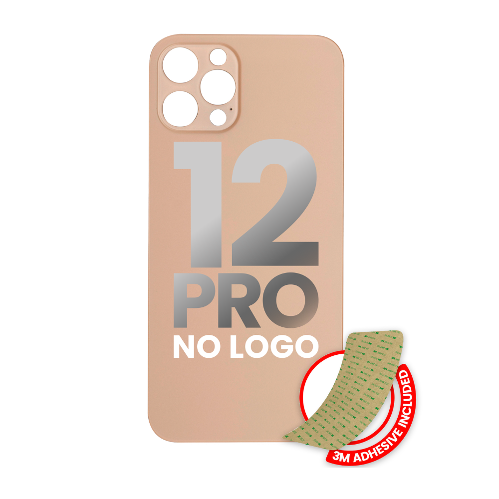 Vidrio trasero con adhesivo 3M compatible con iPhone 12 Pro (sin logotipo / orificio para cámara grande) (dorado)