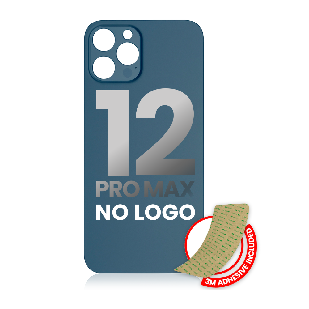 Vidrio trasero con adhesivo 3M compatible con iPhone 12 Pro Max (sin logotipo / orificio para cámara grande) (azul pacífico)