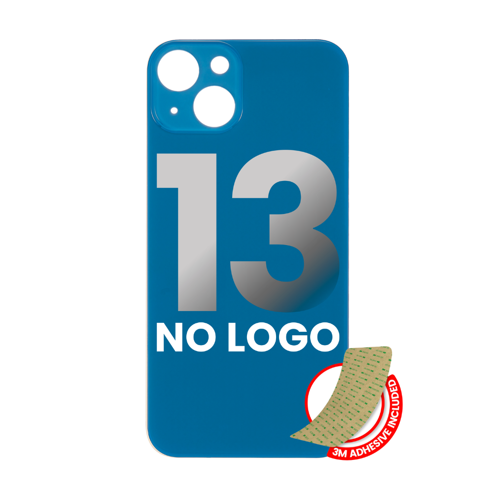 Vidrio trasero con adhesivo 3M compatible con iPhone 13 (sin logotipo / orificio para cámara grande) (azul)