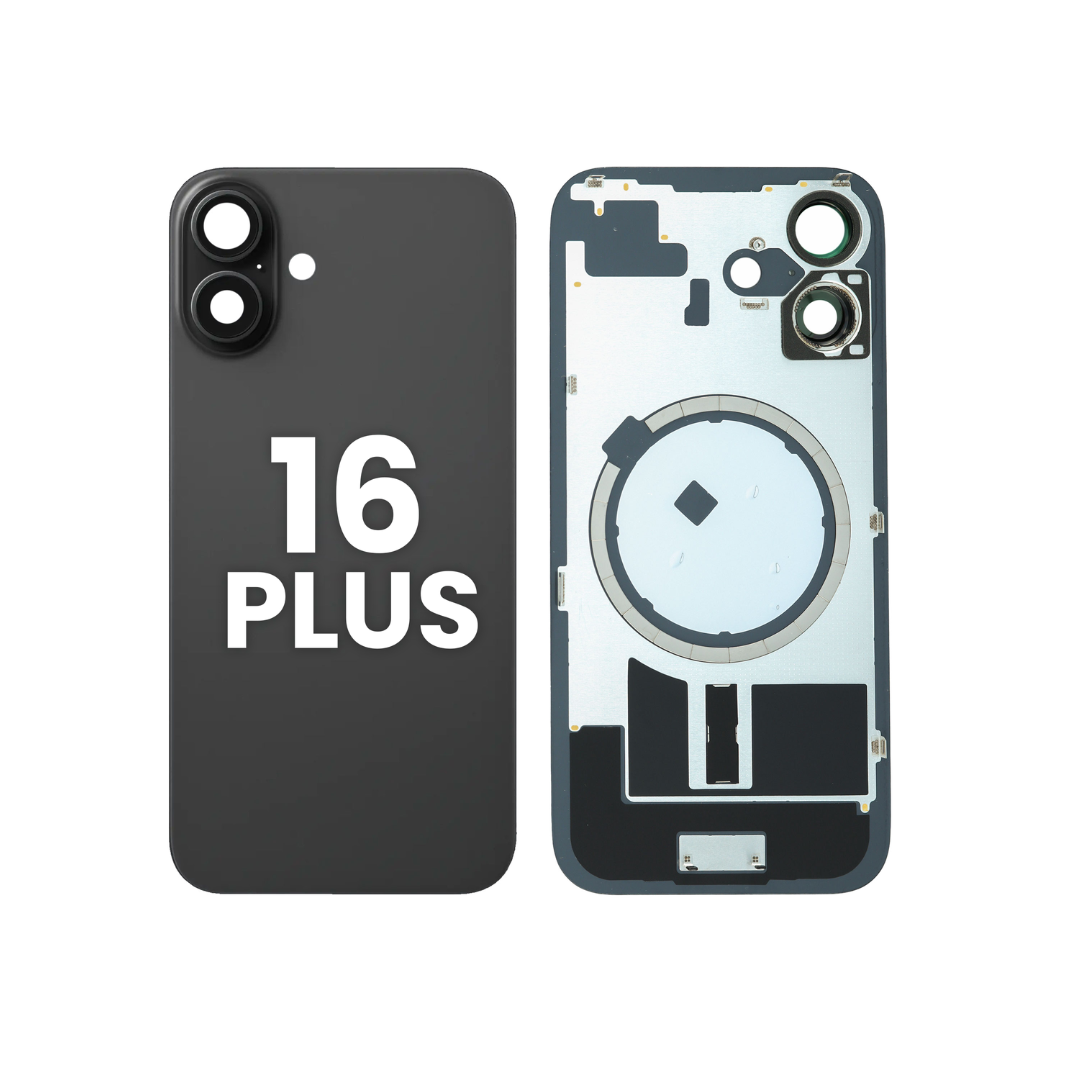 Back Glass with Frame and MagSafe Magnet for iPhone 16 Plus (NO LOGO) (BLACK)