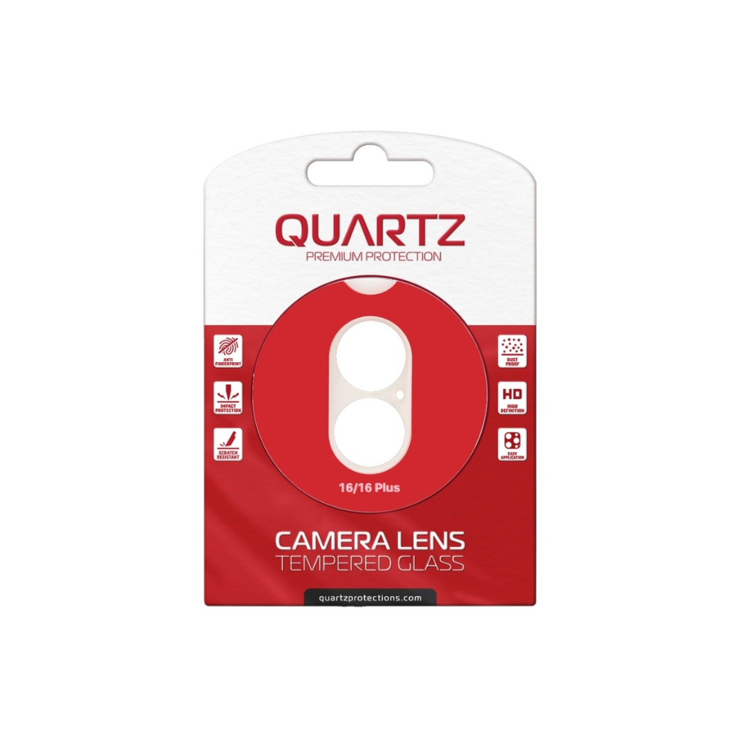 QUARTZ Clear Back Camera Tempered Glass for iPhone 16 / 16 Plus
