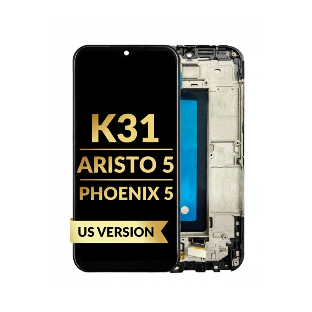 LCD Assembly with Frame for LG K31 (2020) / Aristo 5 / Phoenix 5 LMK300AM (US Version) (BLACK) (Premium)