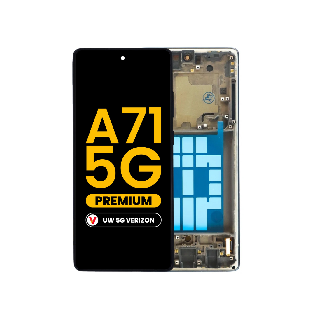 OLED Assembly with Frame for Galaxy A71 5G UW (A716V / 2020) (PRISM CUBE BLACK) (Premium)