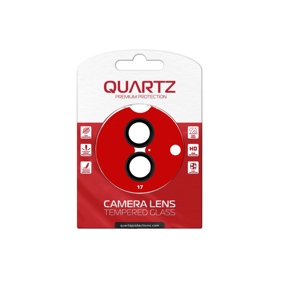 QUARTZ HD Tempered Glass with Metal Ring for iPhone 17 Back Camera (BLACK & BLACK)