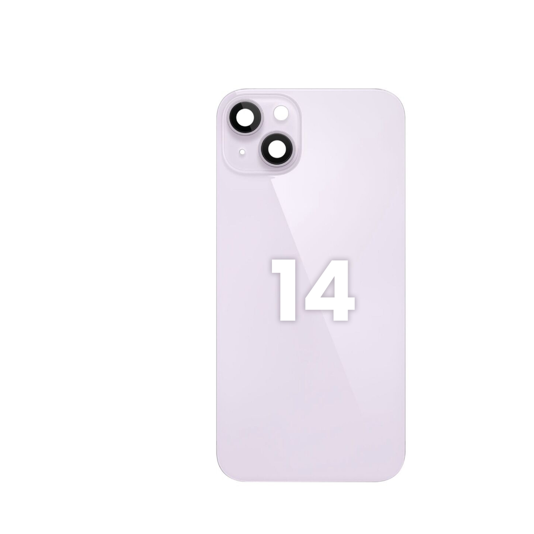 Cristal trasero con marco e imán MagSafe para iPhone 14 (morado) (sin logotipo)