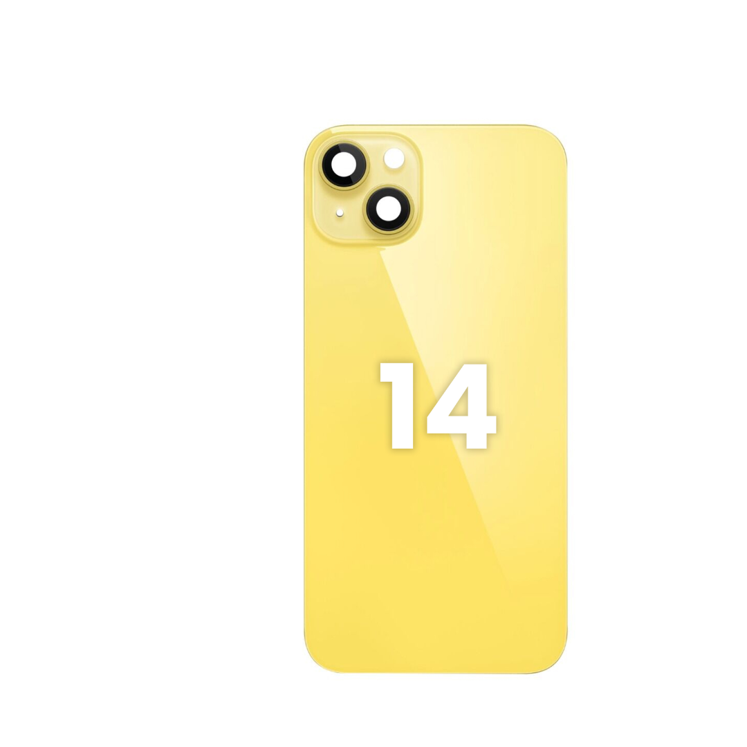 Cristal trasero con marco e imán MagSafe para iPhone 14 (amarillo) (SIN LOGOTIPO)