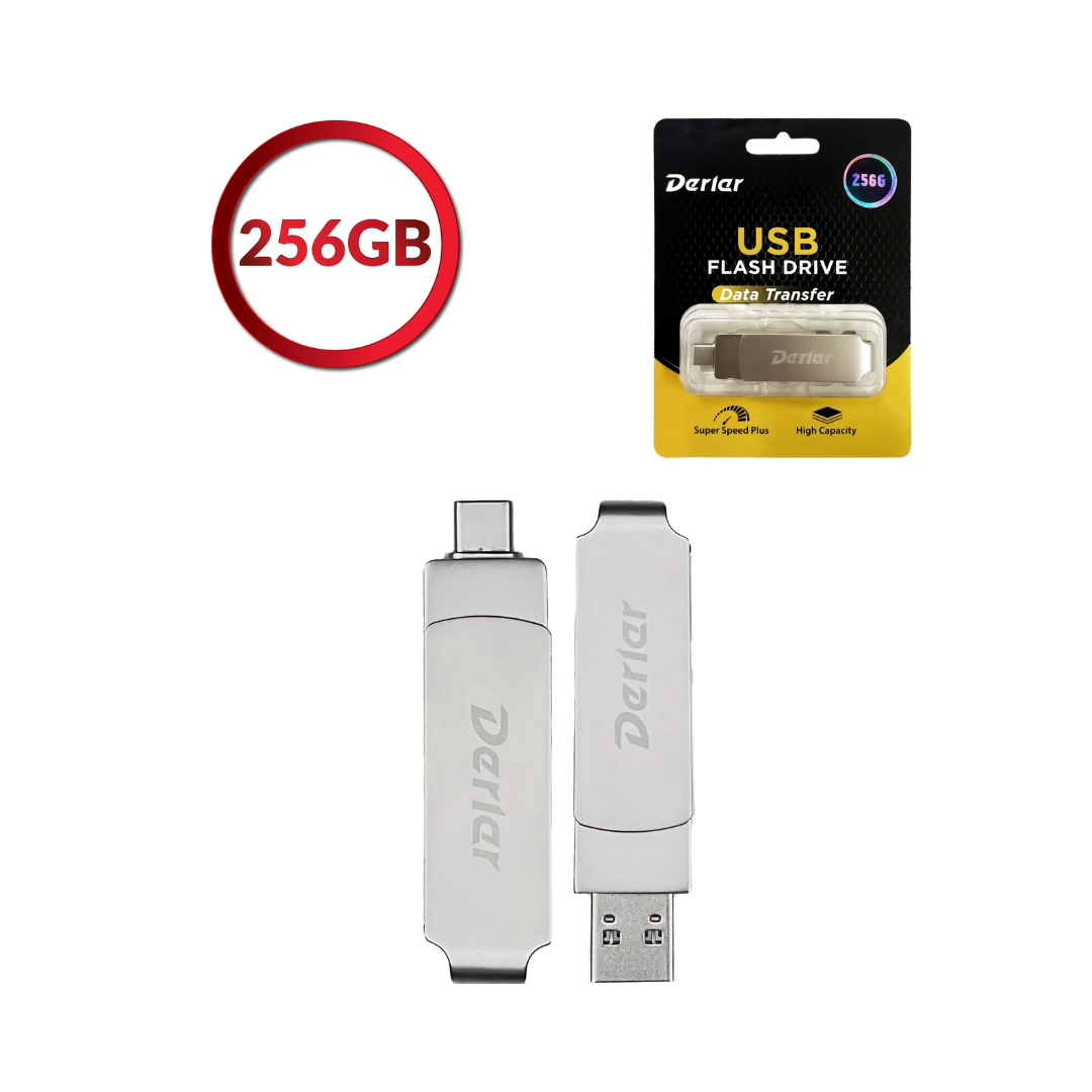 Unidad flash USB dual USB 3.2 tipo A + C de Derlar (256 GB)