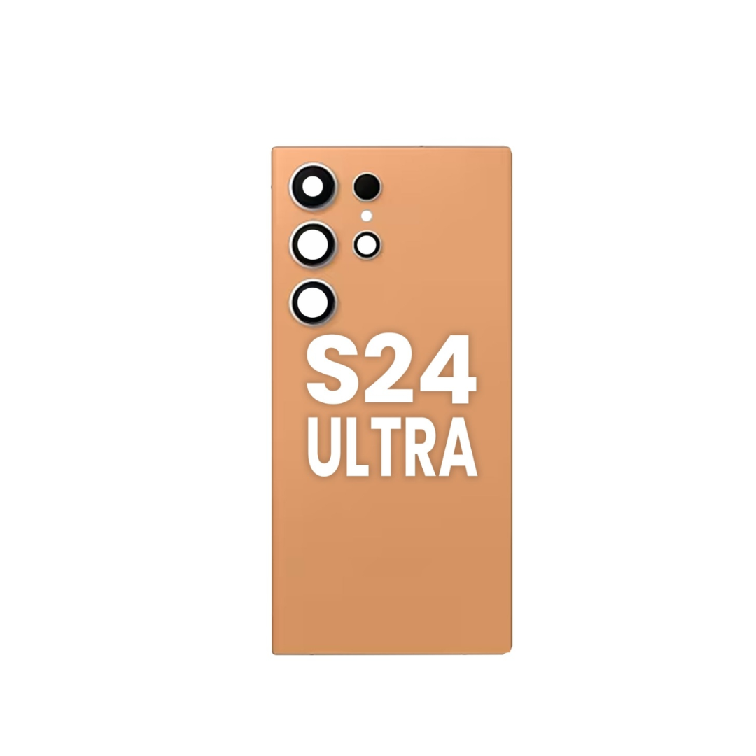 Cristal trasero con lente de cámara y adhesivo para Galaxy S24 Ultra (naranja titanio)