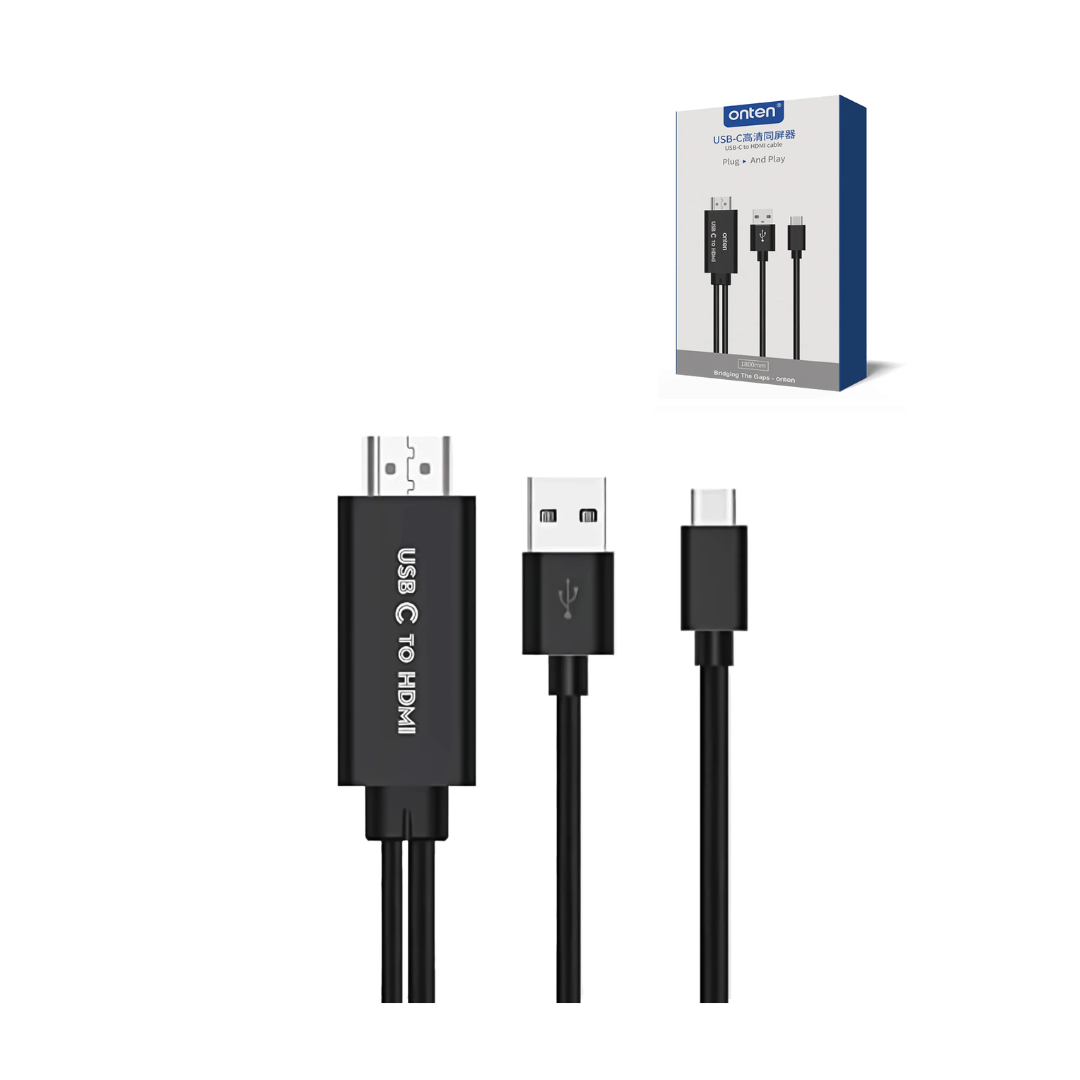 Cable de carga USB-C a HDMI Onten con USB 2K a 30 Hz (1,8 m)