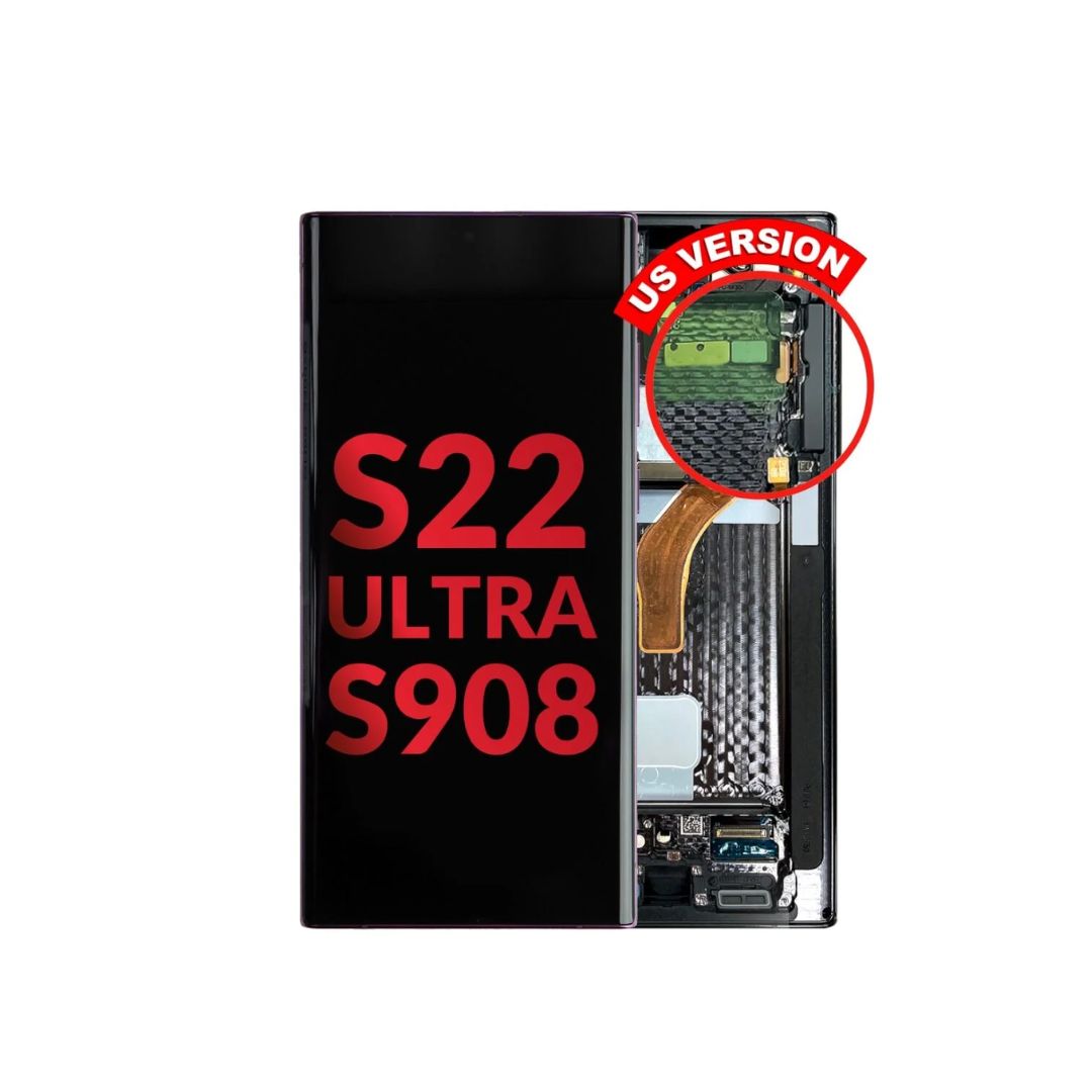 Samsung Galaxy S22 Ultra S908 OLED Assembly w/Frame (PHANTOM BLACK) (Aftermarket)