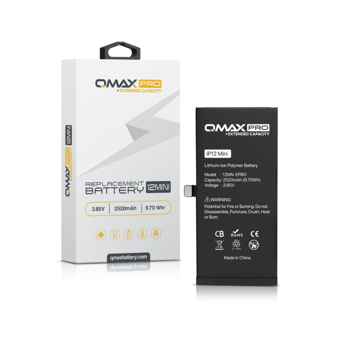QMAX Pro Extended Capacity Replacement Battery for iPhone 12 Mini (2520 mAH)