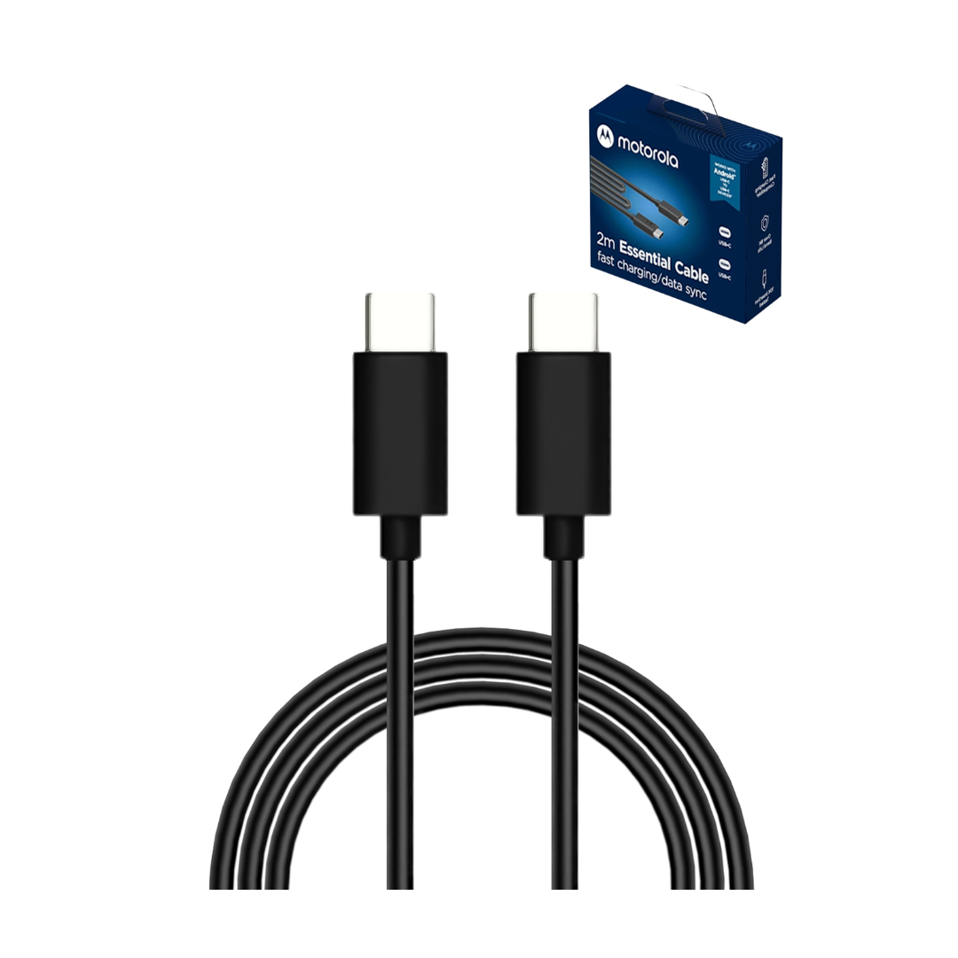 Cable de carga USB CC duradero Motorola (NEGRO) (60 W) (1,8 m)