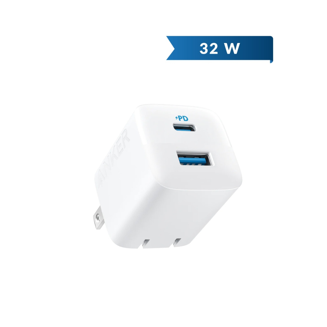 Adaptador de pared de doble puerto Anker Powerport 323 USB C+A (32 W) (BLANCO)