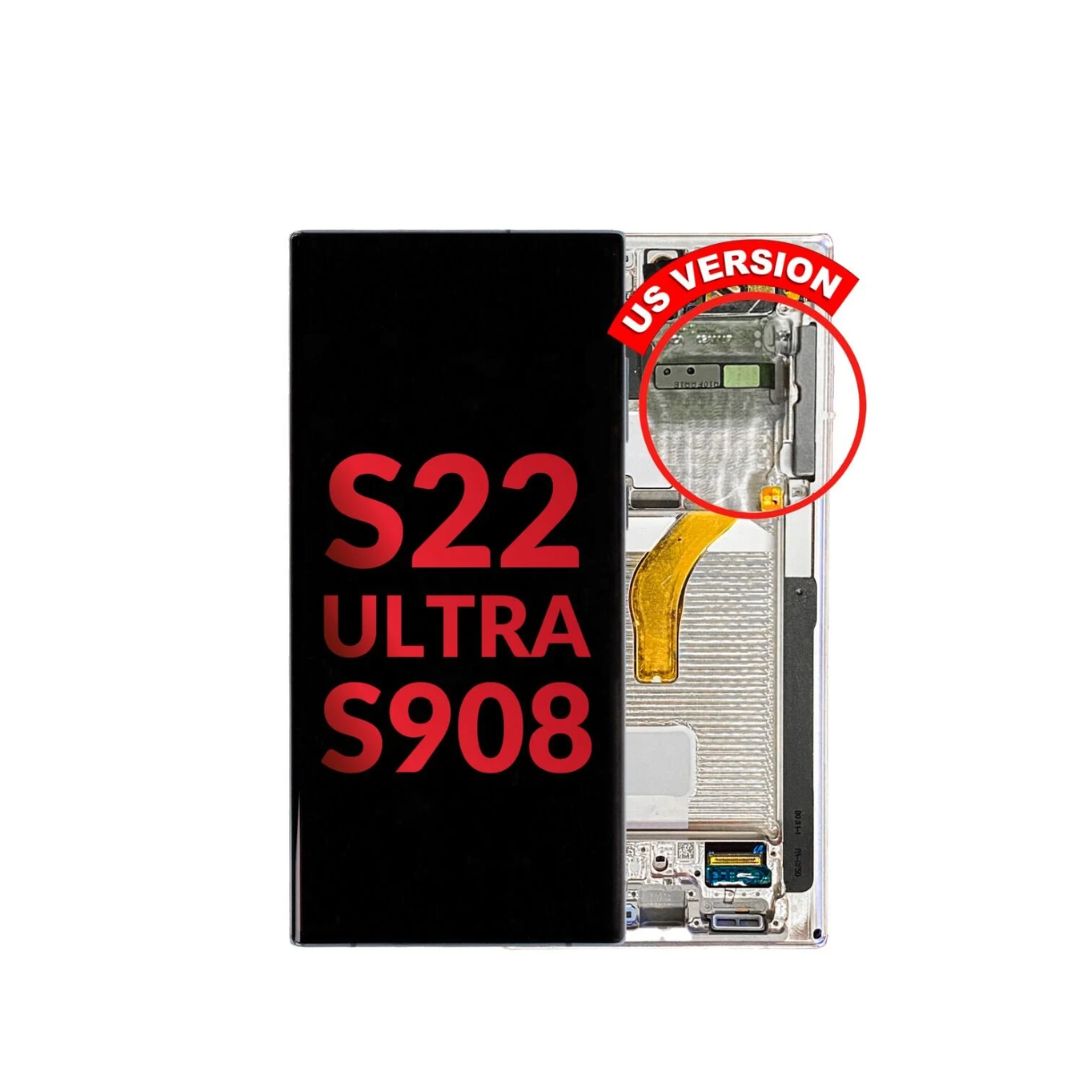 Samsung Galaxy S22 Ultra S908 OLED Assembly w/Frame (WHITE) (Aftermarket)
