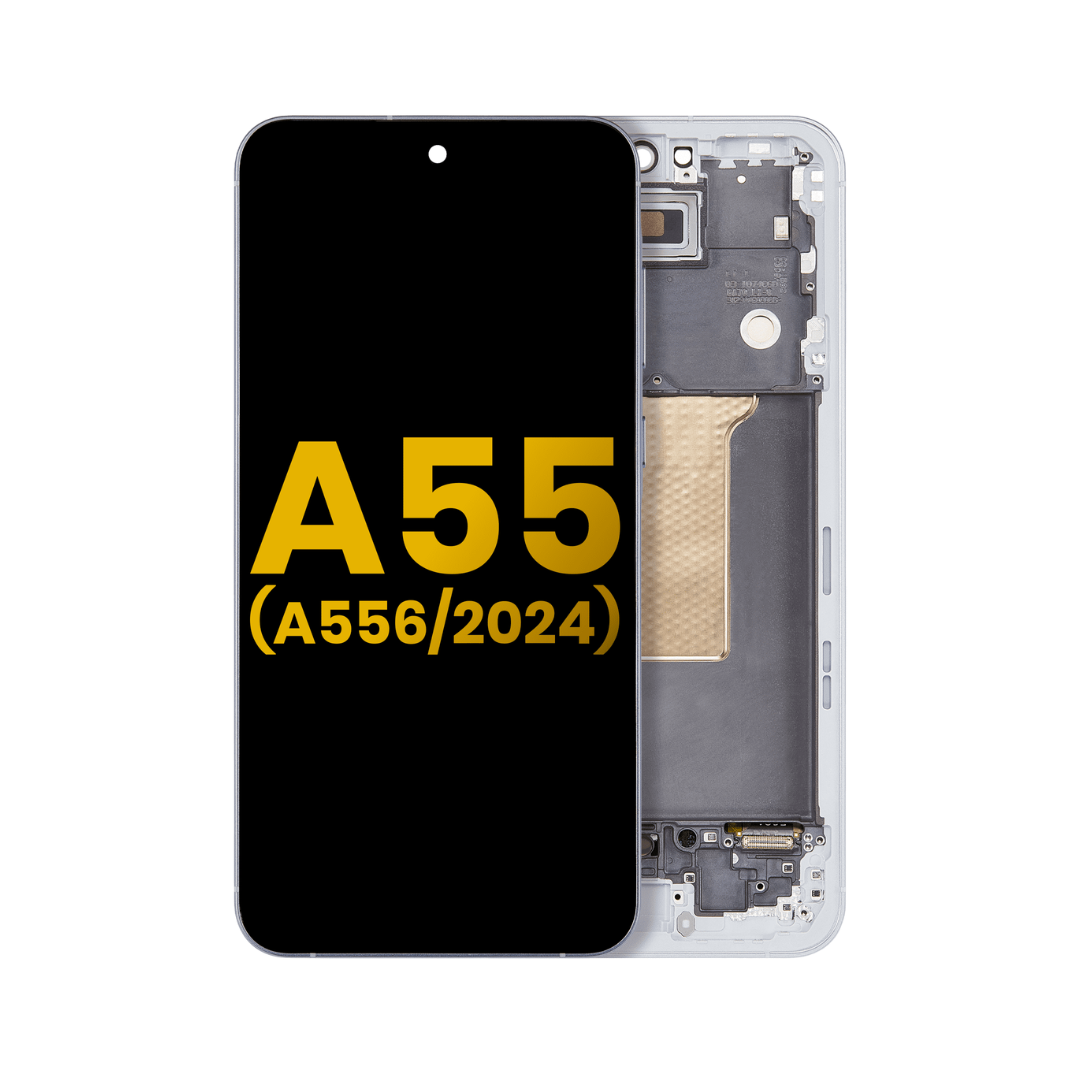 OLED Assembly With Frame Compatible For Samsung Galaxy A55 (A556 / 2024) (Refurbished) (Iceblue)