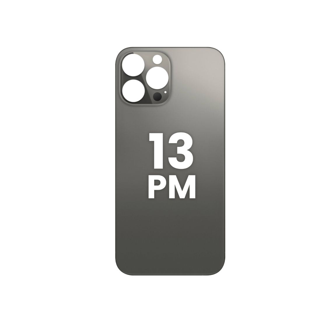 Cristal trasero del iPhone 13 Pro Max (orificio de cámara más grande) (GRAFITO) (SIN LOGOTIPO)