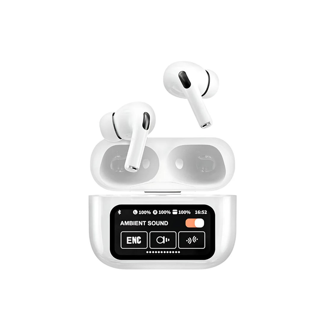 Wireless Noise Cancelling Bluetooth A11 Pro Earbuds with Touch Screen and Smart Charging Case (White)