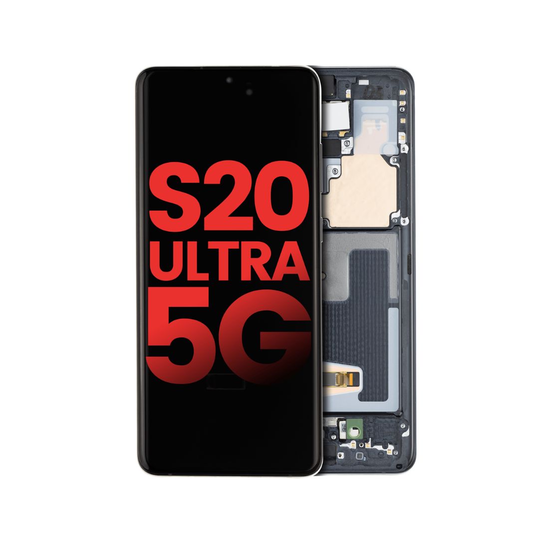 Ensamblaje OLED con marco compatible con Samsung Galaxy S20 Ultra 5G (Aftermarket Plus) (Cosmic Black)