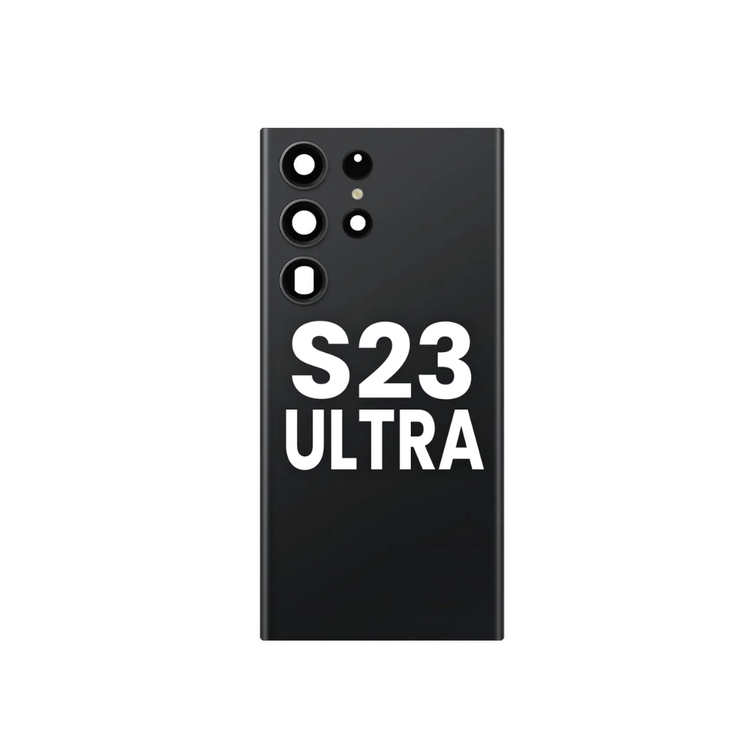 Cristal trasero con lente de cámara y adhesivo para Galaxy S23 Ultra (PHANTOM BLACK)