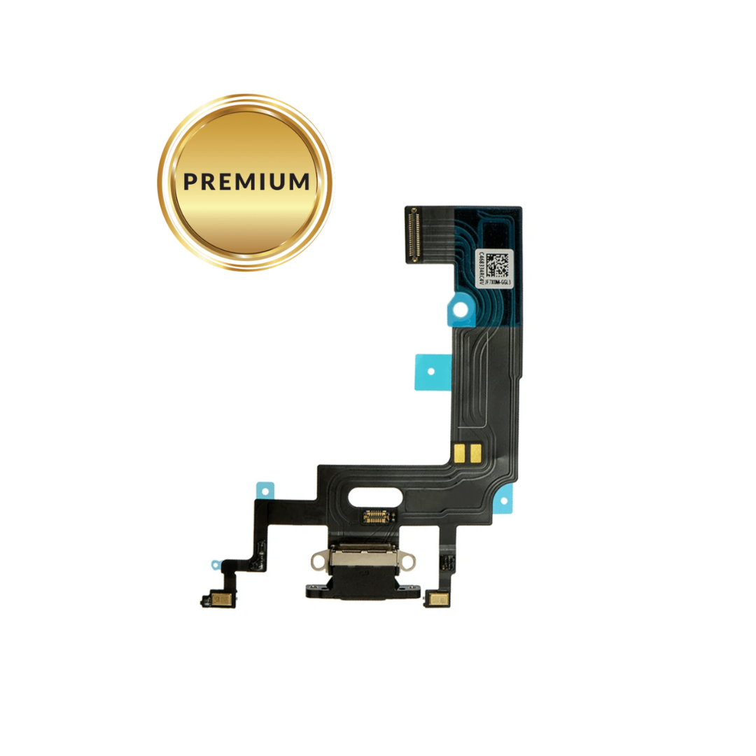 Cable flexible de puerto de carga para iPhone XR (NEGRO) (Premium)