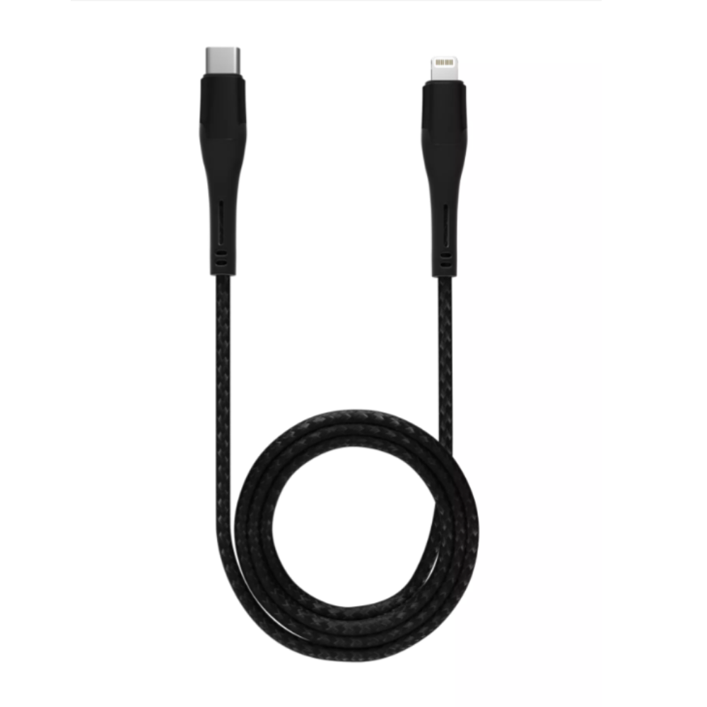 Cable MFI Lightning a USB tipo C de 3 pies (AmpSentrix) (Alpha) (negro)