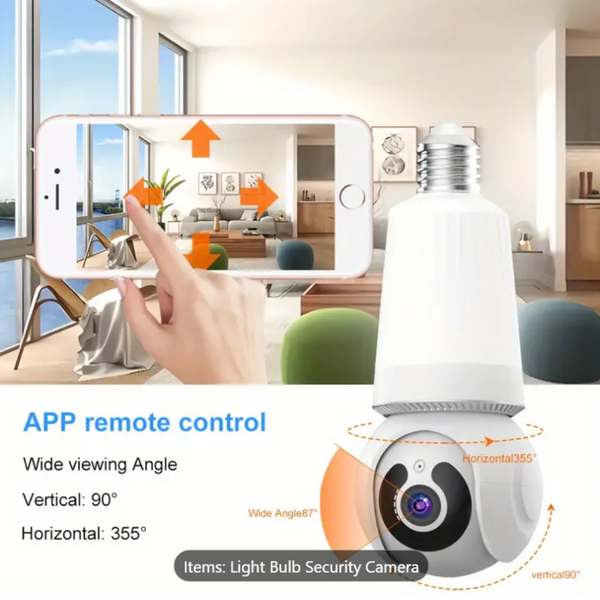 LED AI Security Camera 360 Bulb PZT 110v Wi-Fi 2.4G Indoor