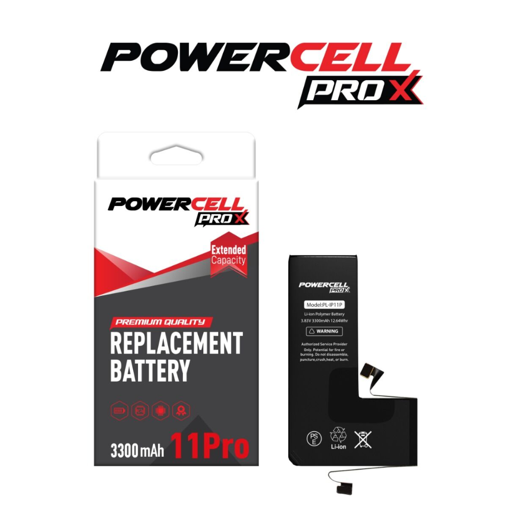 Batería de repuesto de alta capacidad POWERCELL PRO iPhone 11 Pro (3300 mAh)