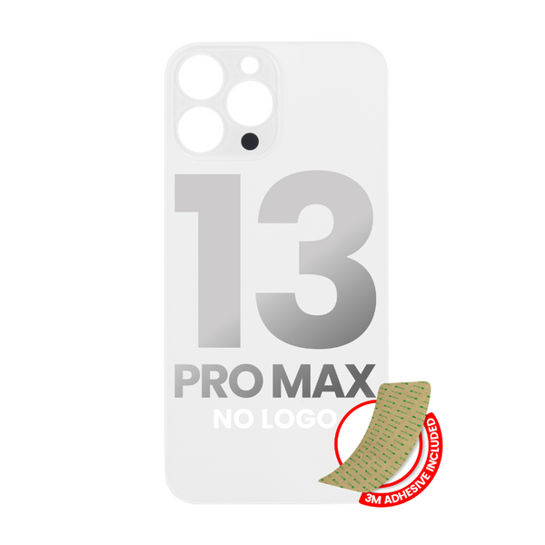 Vidrio trasero con adhesivo 3M compatible con iPhone 13 Pro Max (sin logotipo / orificio para cámara grande) (plateado) 