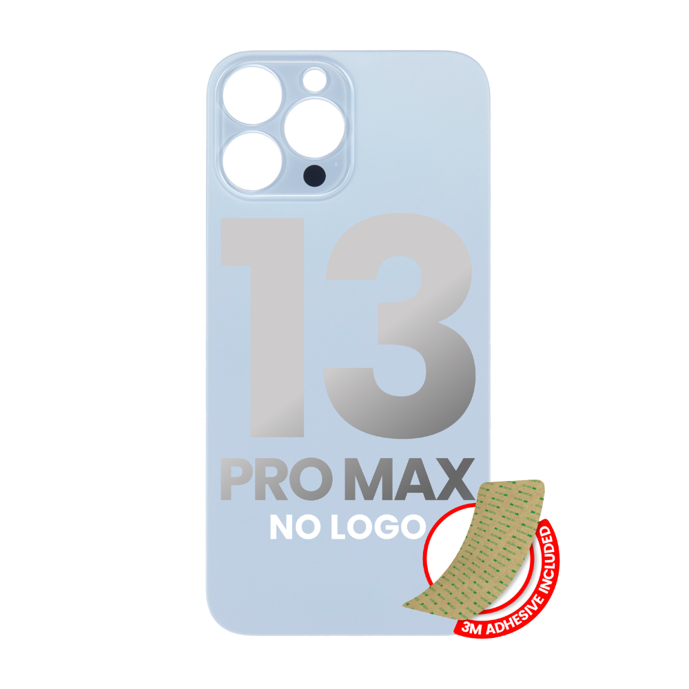 Vidrio trasero con adhesivo 3M compatible con iPhone 13 Pro Max (sin logotipo / orificio para cámara grande) (azul sierra) 