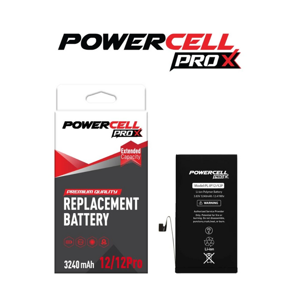 Batería de repuesto de alta capacidad POWERCELL PRO X iPhone 12 Pro / 12 (3240 mAh)