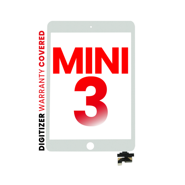 Digitalizador con chip IC compatible con iPad Mini 3 (sin botón de inicio instalado) (Aftermarket Pro: XO7) (blanco) 