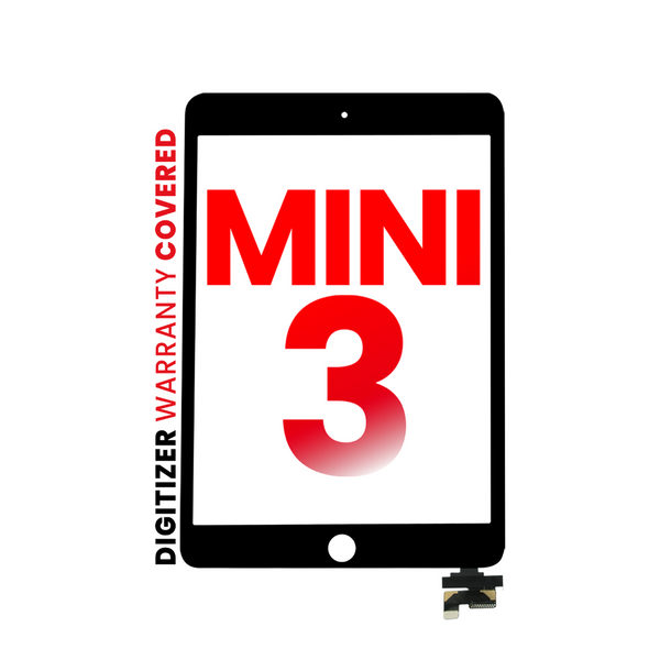 Digitalizador con chip IC compatible con iPad Mini 3 (sin botón de inicio instalado) (Aftermarket Pro: XO7) (negro)