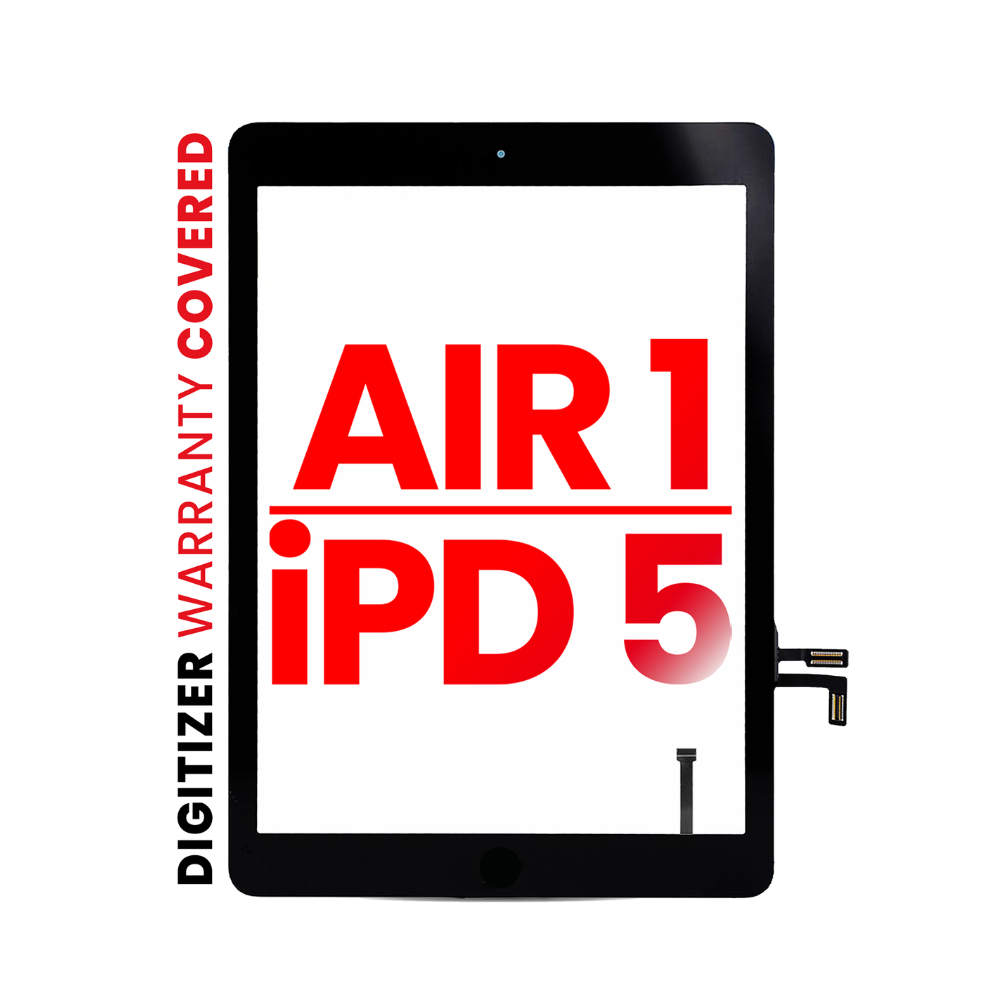 Digitalizador compatible con iPad Air 1 / iPad 5 (2017) (botón de inicio preinstalado compatible con iPad Air 1) (Aftermarket Pro: XO7) (negro) 