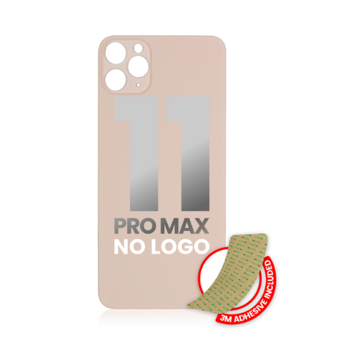 Vidrio trasero con adhesivo 3M compatible con iPhone 11 Pro Max (sin logotipo / orificio para cámara grande) (dorado) 